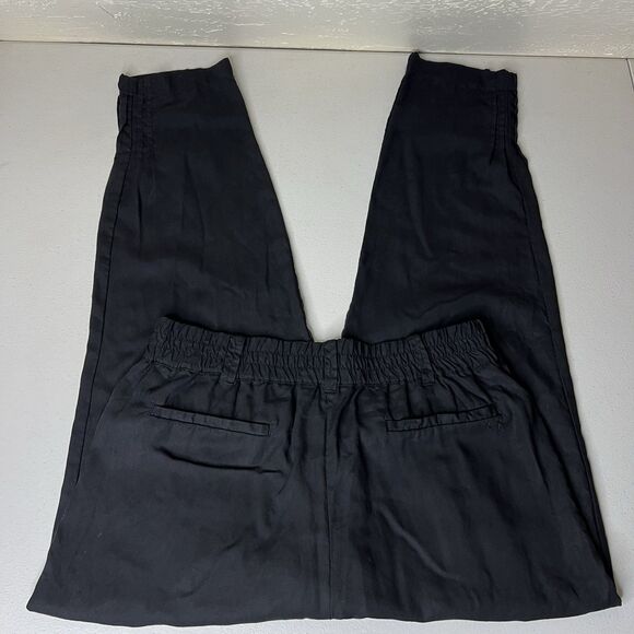 Sundance Pants Womens 12 Black Tencel Elastic Waist Zip Pockets Tapered 28” - Picture 7 of 10
